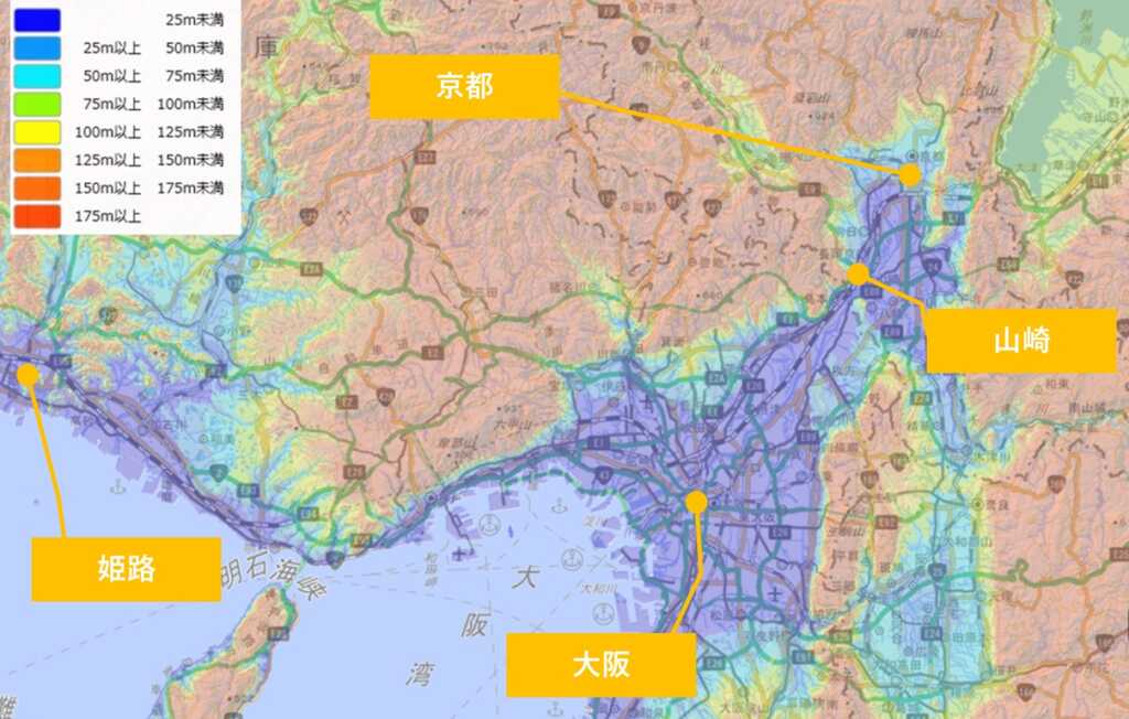 山崎の地の広域図