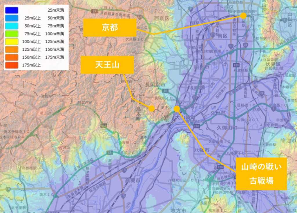 山崎の地、詳細地図