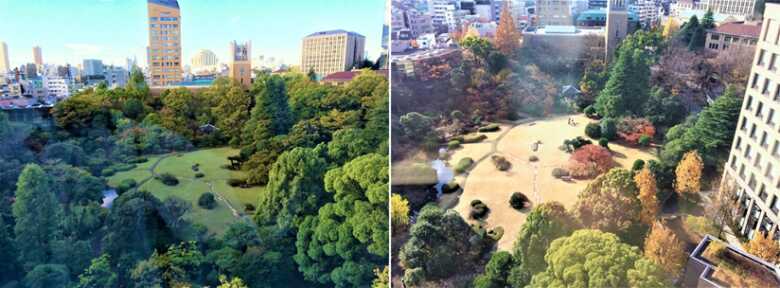 リーガロイヤルホテル東京からの大熊庭園の眺め