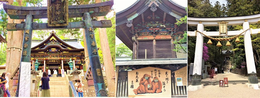 三峯神社、秩父神社(お元気三猿)、宝登山神社