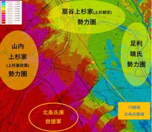 河越夜戦　河越城包囲時勢力図