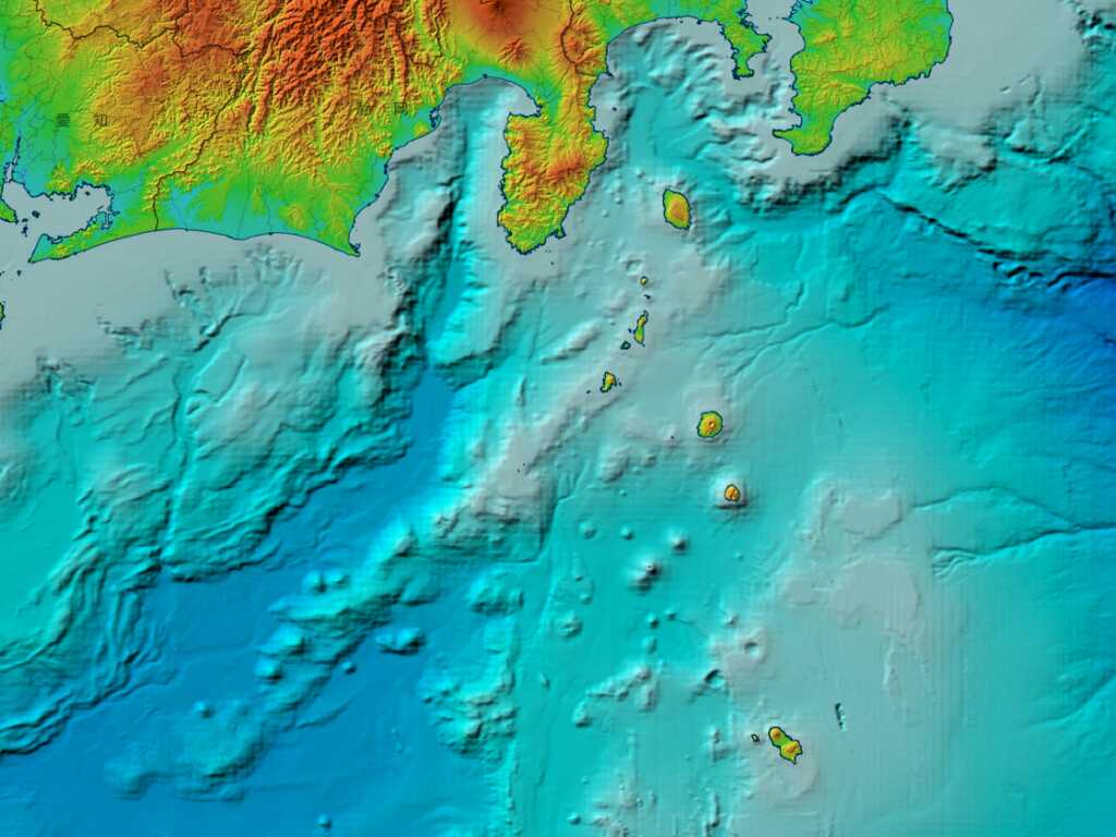 Wikipediaより 東京湾口の海底地形図に見える海底谷