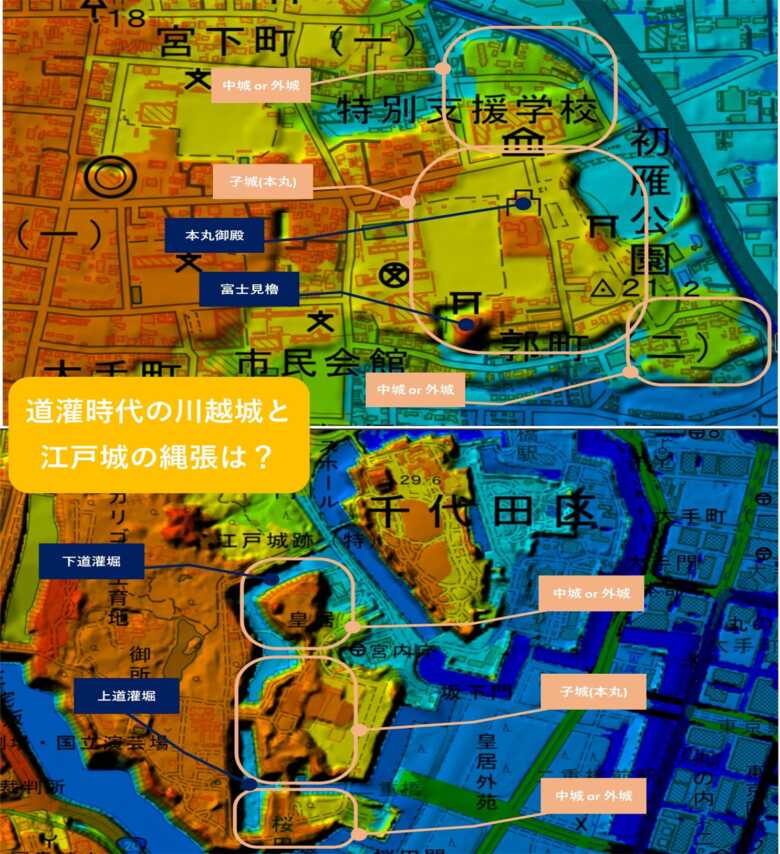 川越城と江戸城