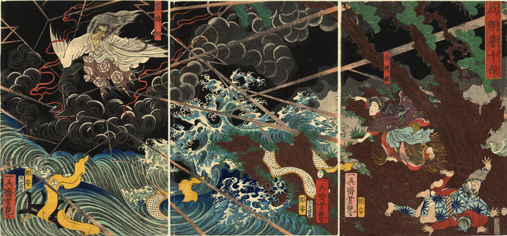 讃岐に流された崇徳上皇(歌川国芳画)