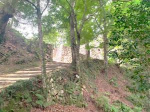 備中松山城　奥の石垣が大手門跡付近