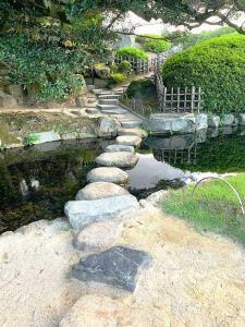 岡山後楽園 唯心山への飛び石