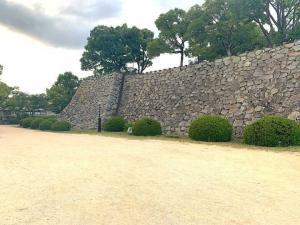 岡山城 鉄門跡を下った付近から(少しパノラマで)
