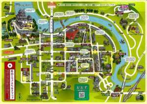 大洲城下町散策Map・大洲市観光協会のHP(http://www.oozukankou.jp/map-o.html)より