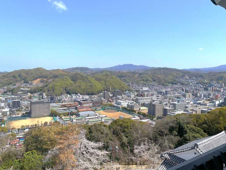 松山城:「本壇・天守群」内部 天守閣からの景色・北東側