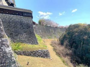 松山城 乾門付近から本丸西側の石垣