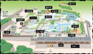 松山城二の丸庭園(こちらのHP(https://www.matsuyamajo.jp/guide/ninomaru.html)より)