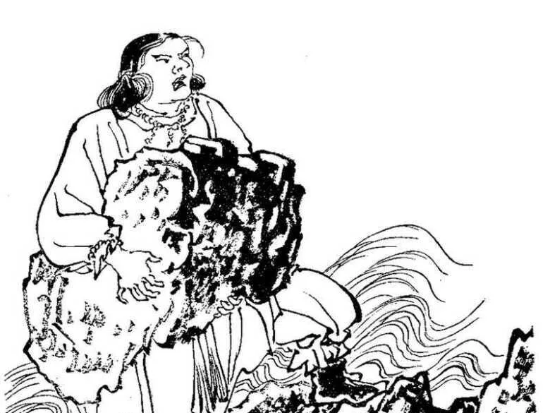 建御名方神(諏訪大社の祭神)　千引石を持ち上げるタケミナカタ