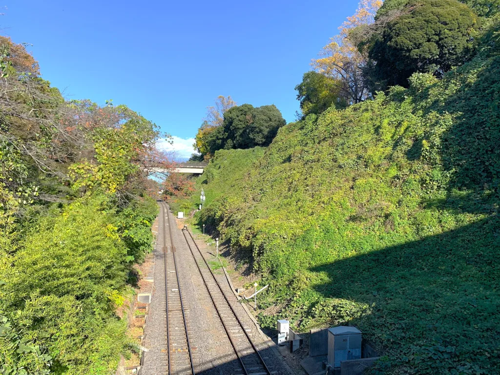 水戸城 本丸と二の丸の間の堀切(現水戸線・柵町坂下門を少し下った所(51号線付近)から)