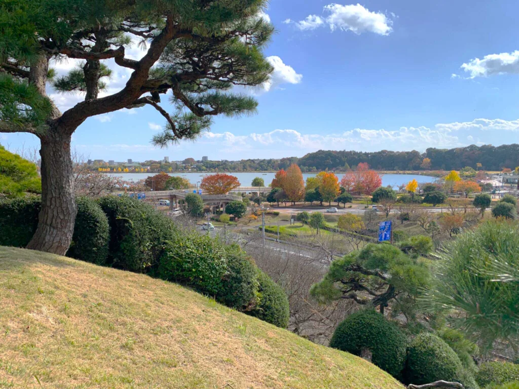 水戸偕楽園 見晴広場南側から千波湖方面の景色(陽の世界)