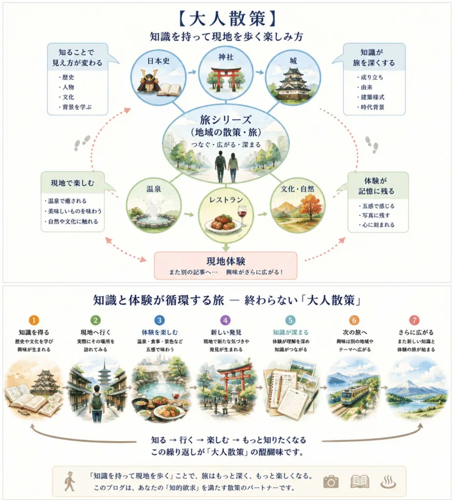 大人散策の概念図＝本ブログを楽しんで頂く為の羅針盤