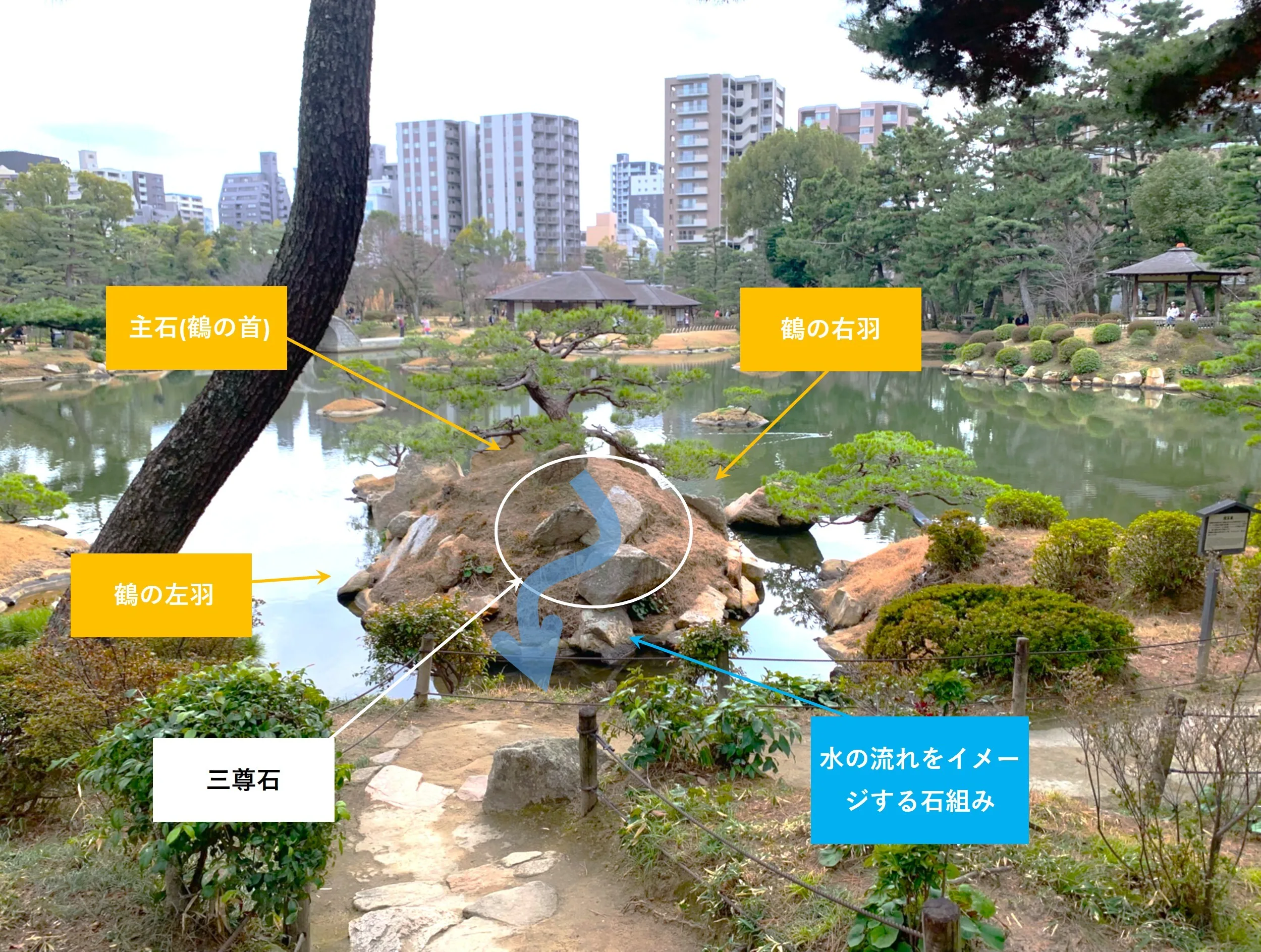 縮景園・積翠巌の石組